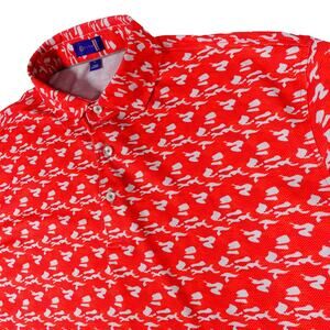 Stitch Camo Geometric Print Performance Stretch Red Golf Polo Shirt Large